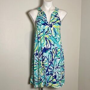 Lilly Pulitzer Achelle Swing Dress
 Tropical Print Mini Dress - Blue and Green